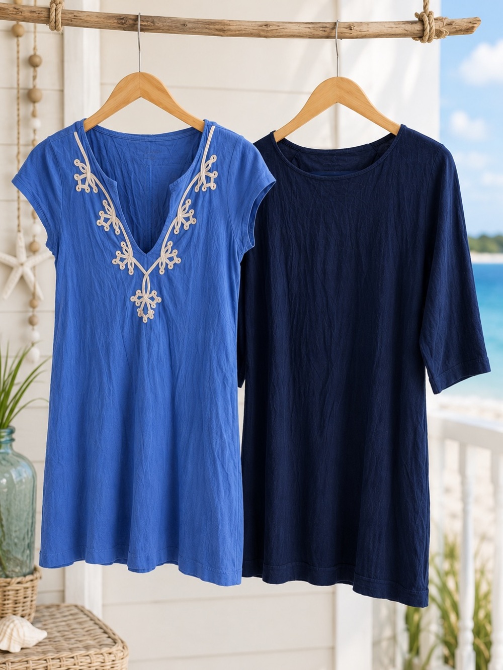Lilly Pulitzer Dress Bundle Pima Cotton Blue Coastal Preppy Embroidered Size XS